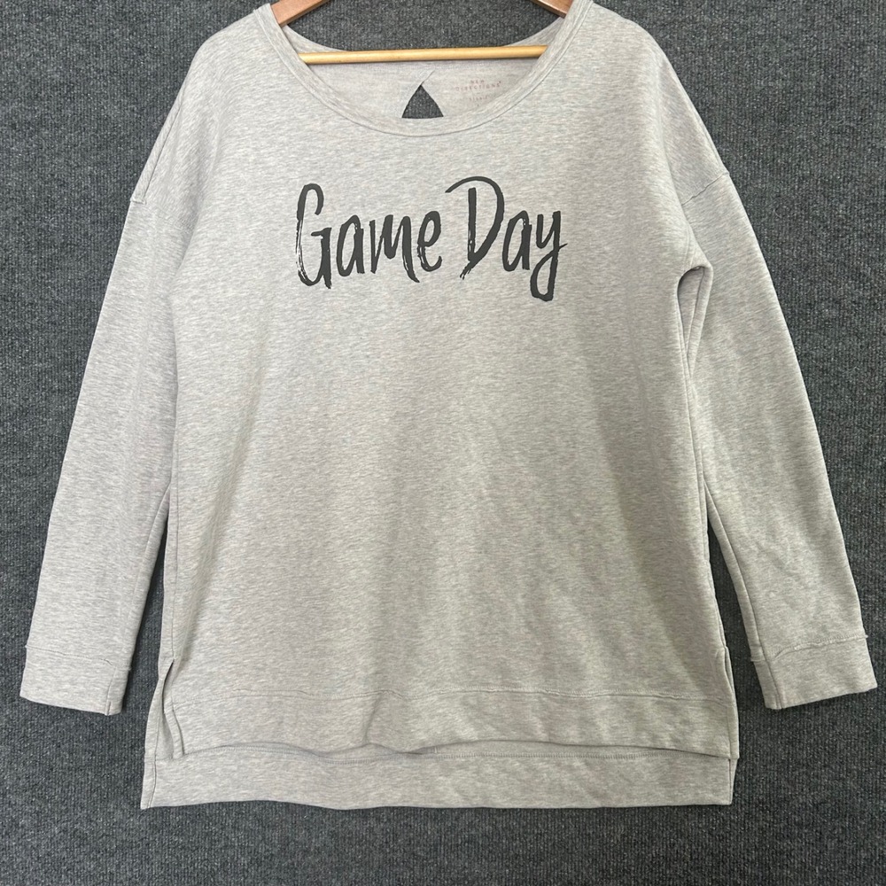 New Directions Studio‎ Womens Gray Game Day Graphic Sweatshirt Size L